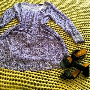 NWT LOFT Purple dress size medium smocked sleeves/neckline